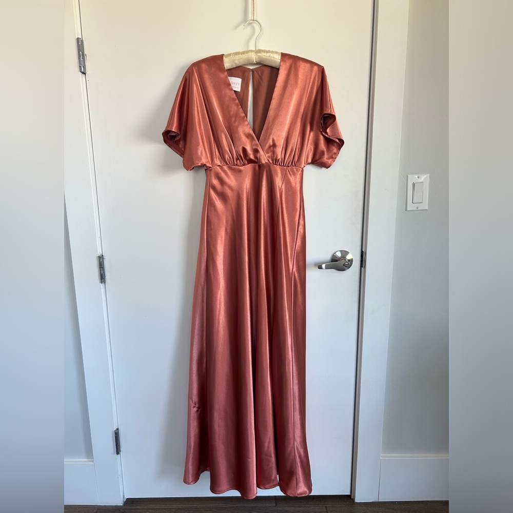 Birdy Grey Shiny Satin Terracotta Bridesmaid Dress